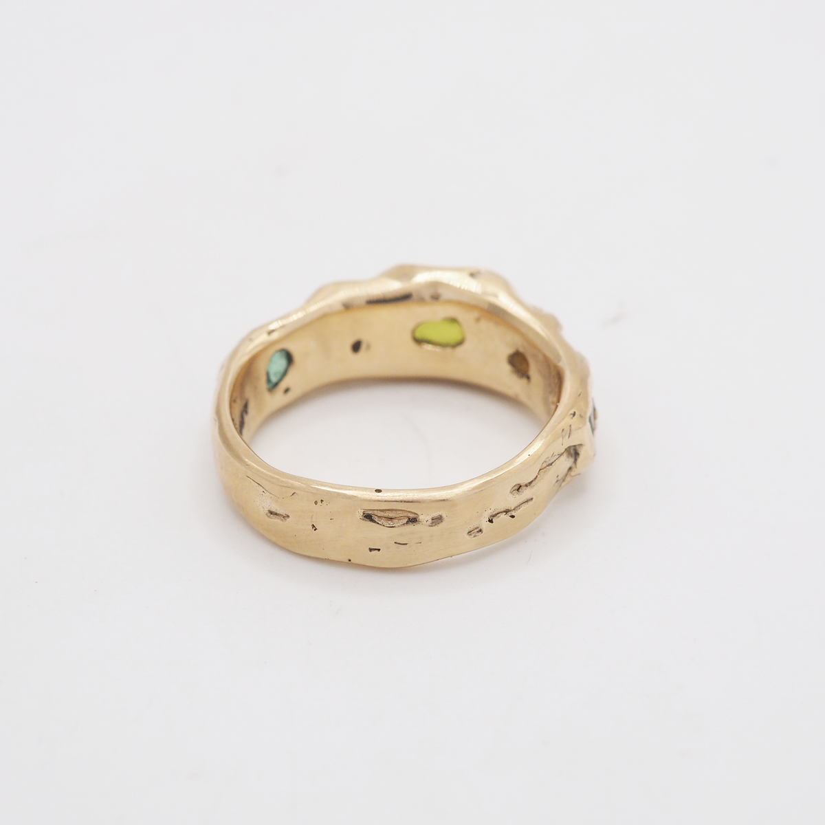 Gold Green & White Ring-3