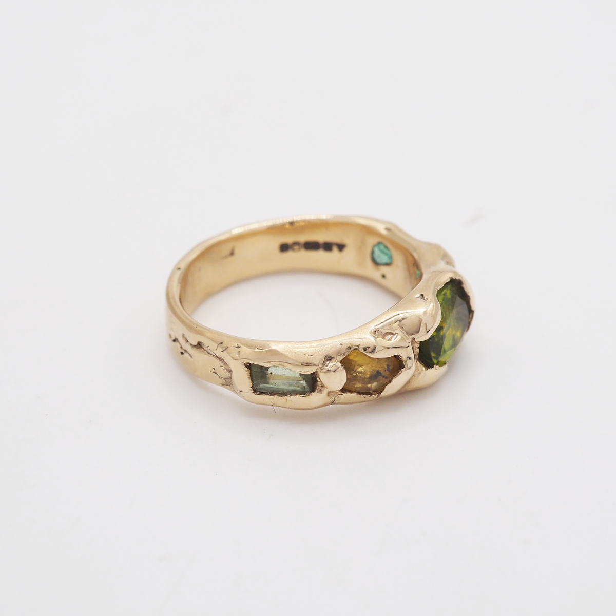 Gold Green & White Ring-2