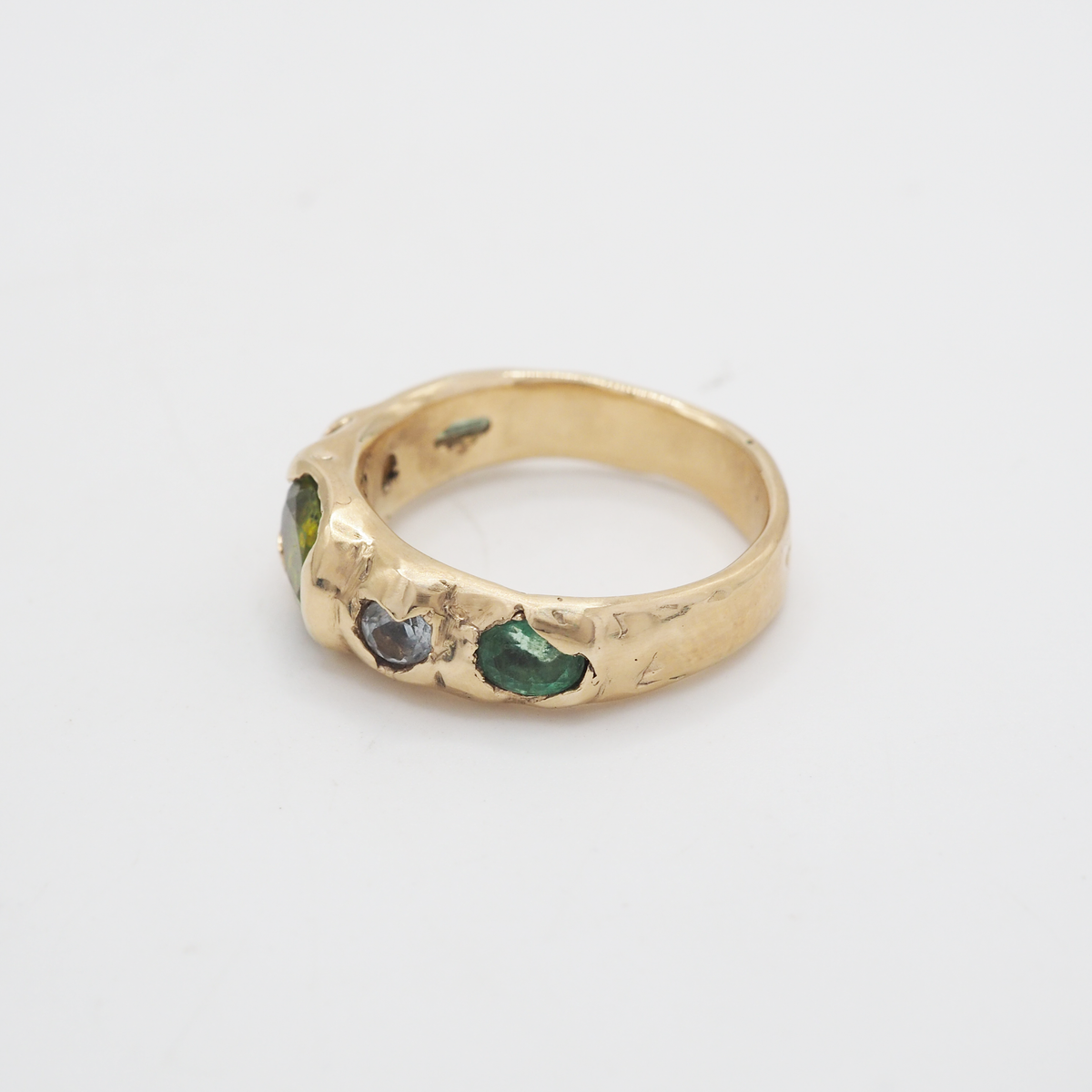 Gold Green & White Ring-4