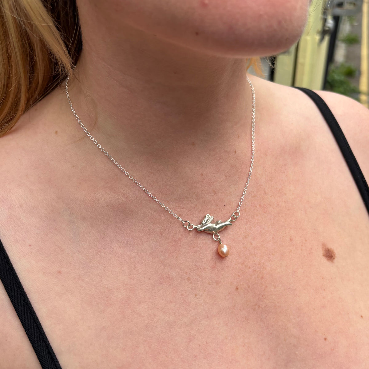 Dancing Bunny Pearl Necklace-2