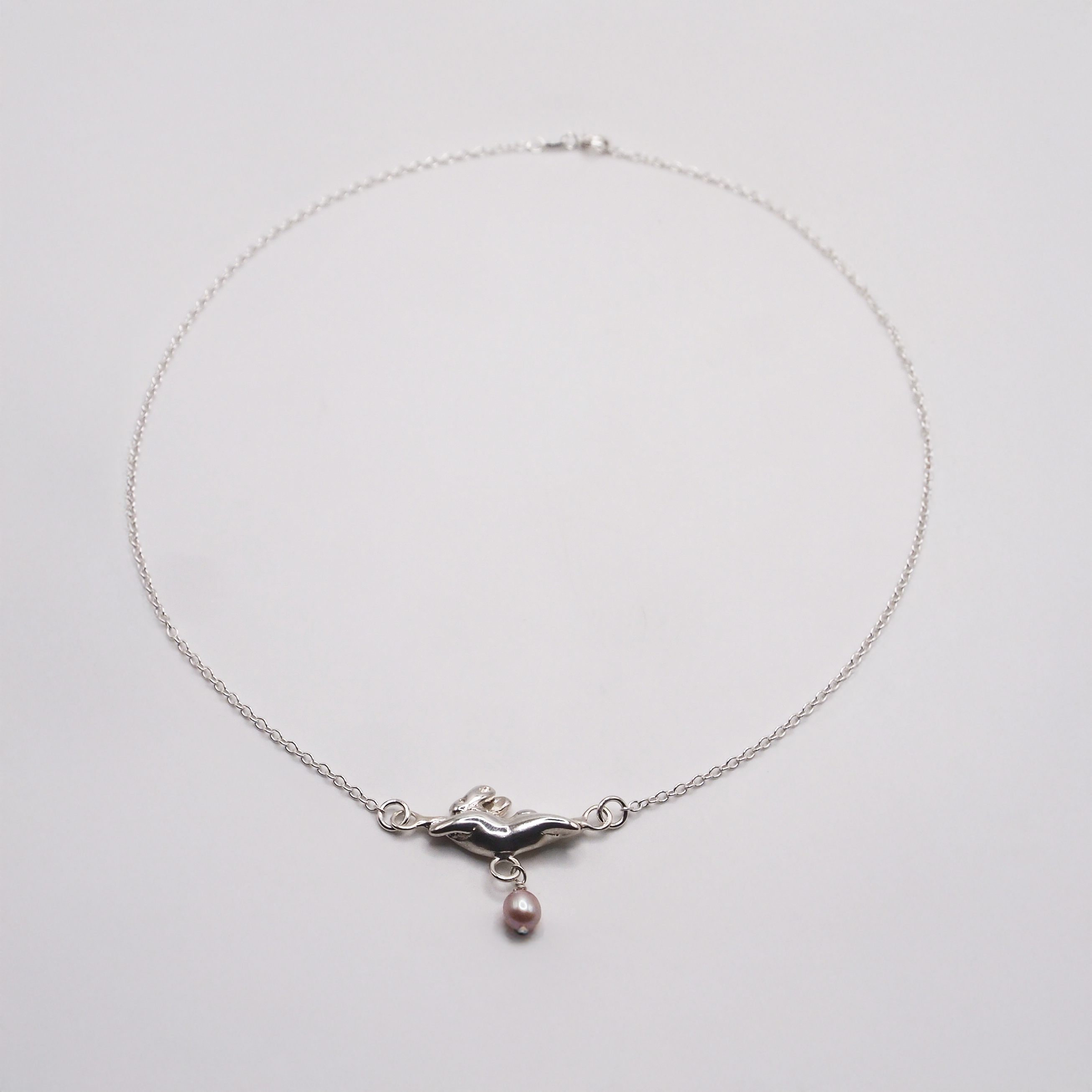 Dancing Bunny Pearl Necklace-2