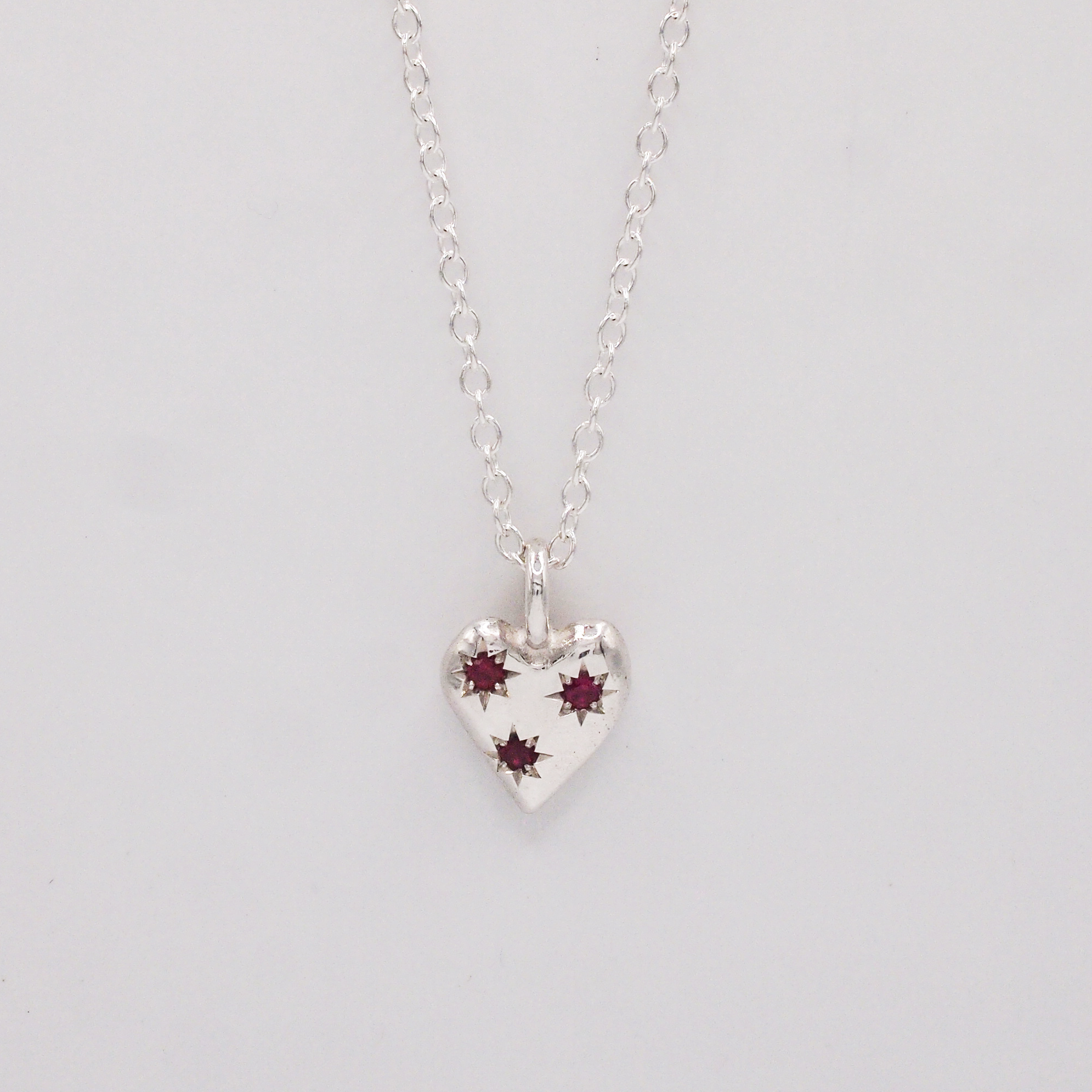 Ruby Stars Heart Necklace