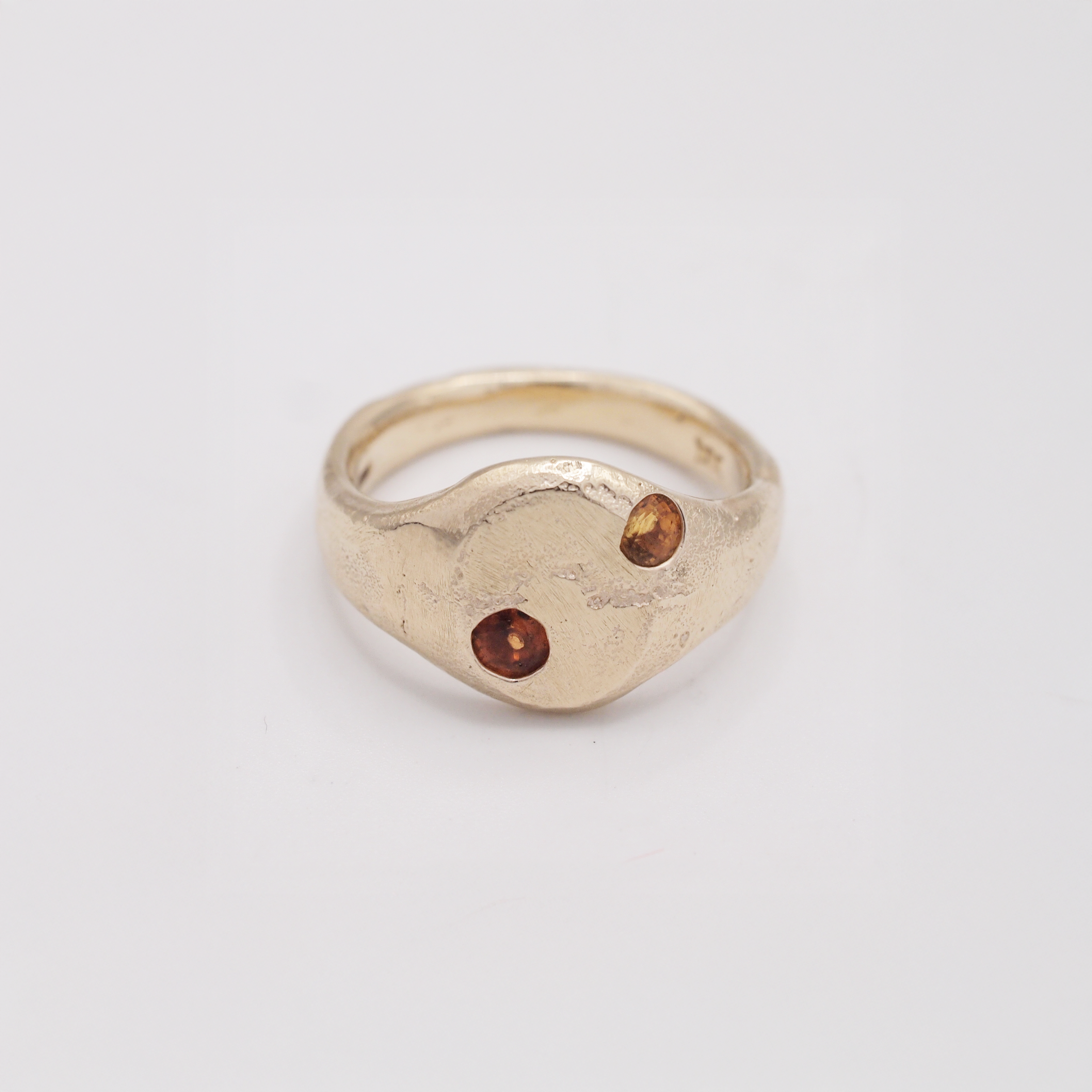 Gold Sandcast Sapphire Signet