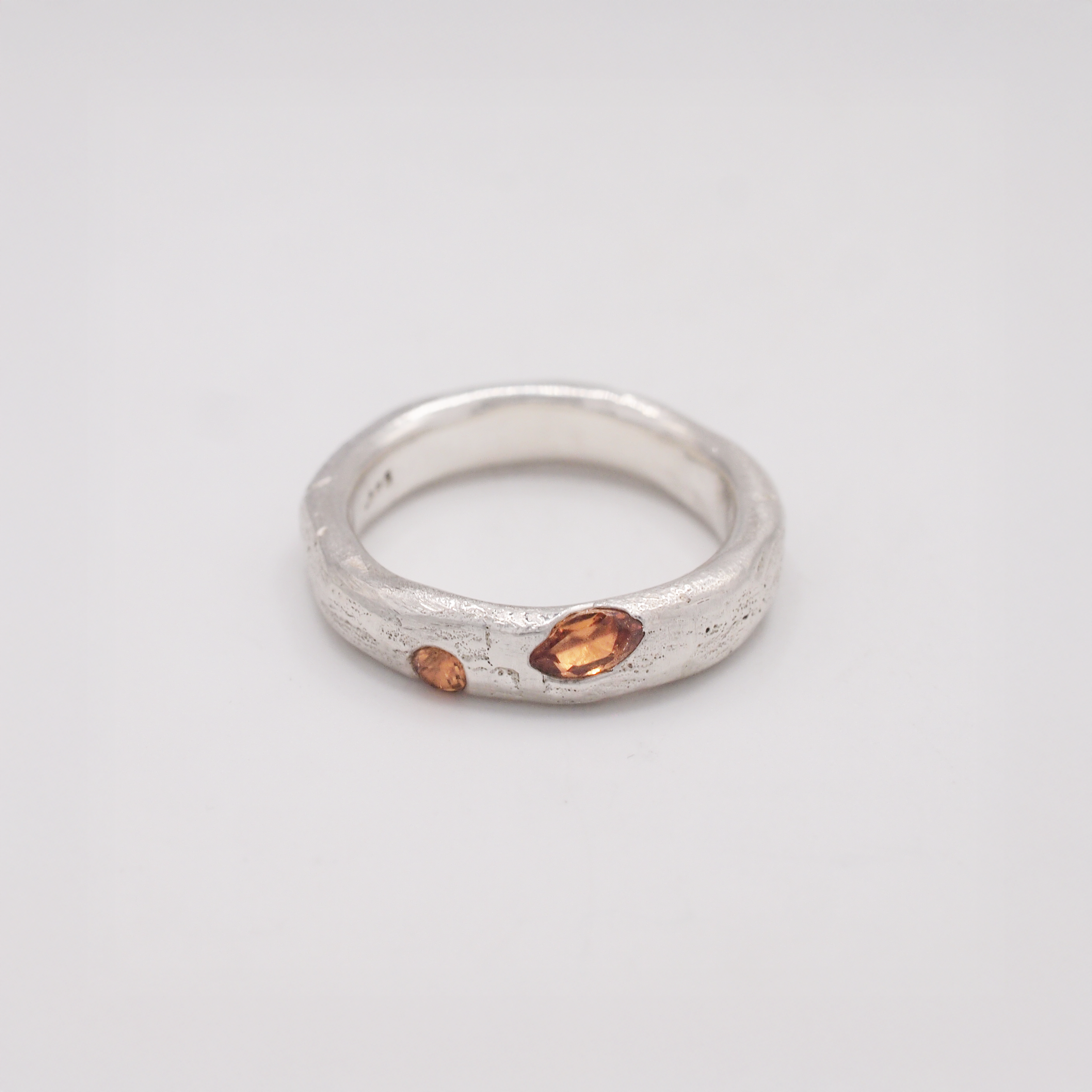 Sandcast Orange Sapphire Band