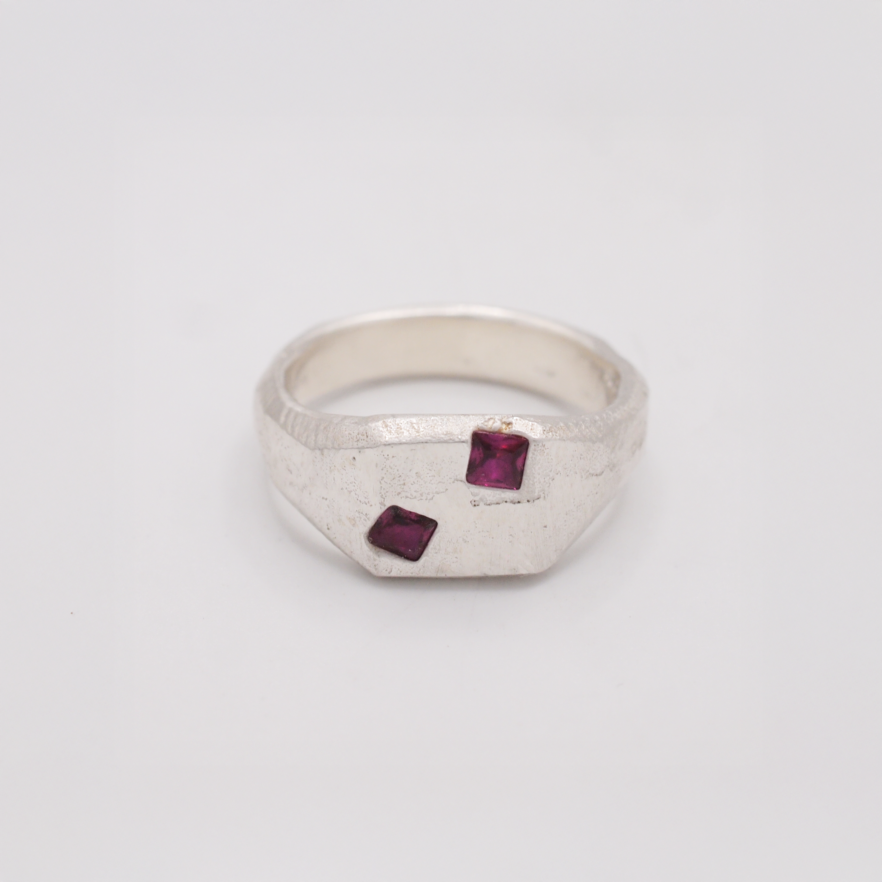 Sandcast Pink Sapphire Signet