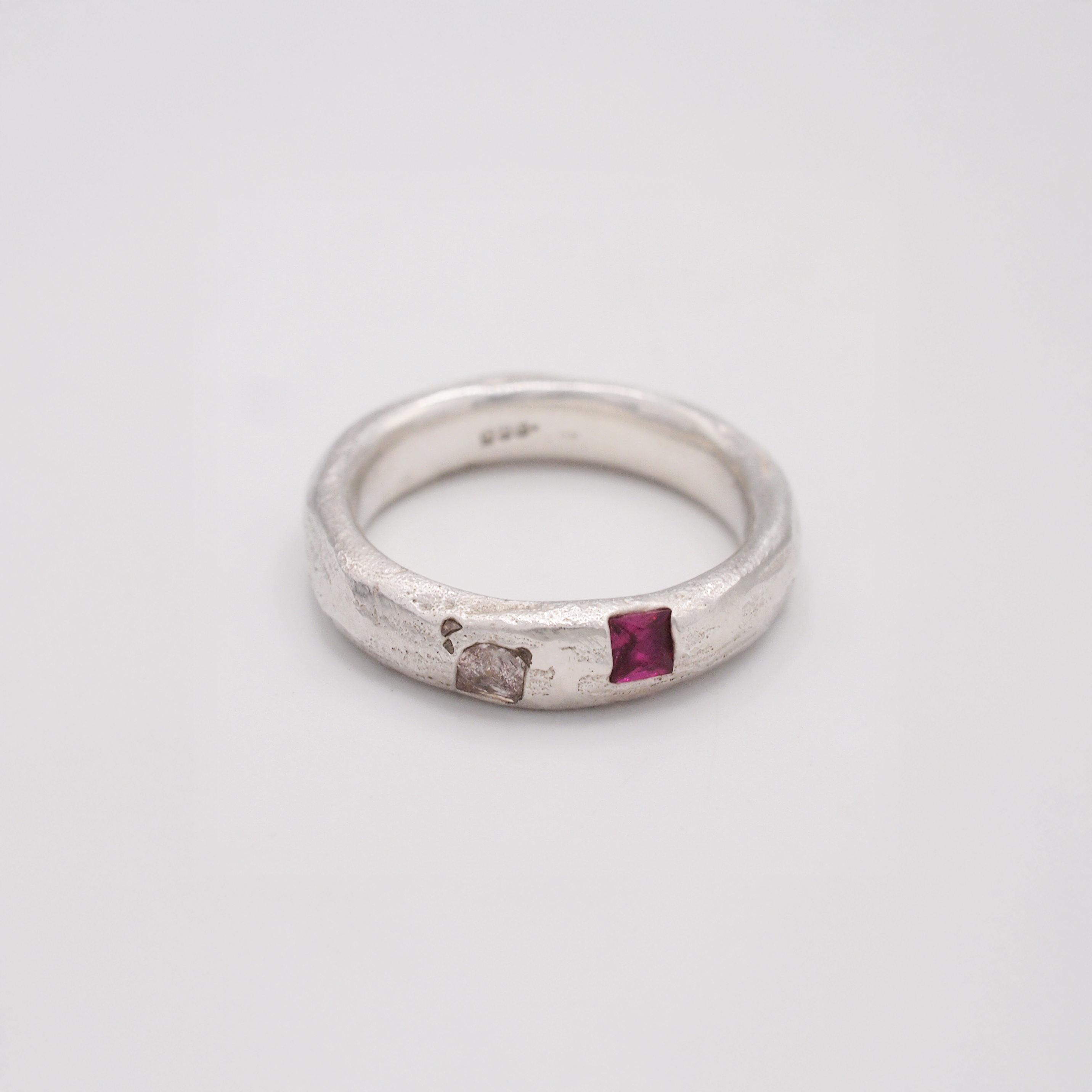 Clear & Pink Sapphire Band