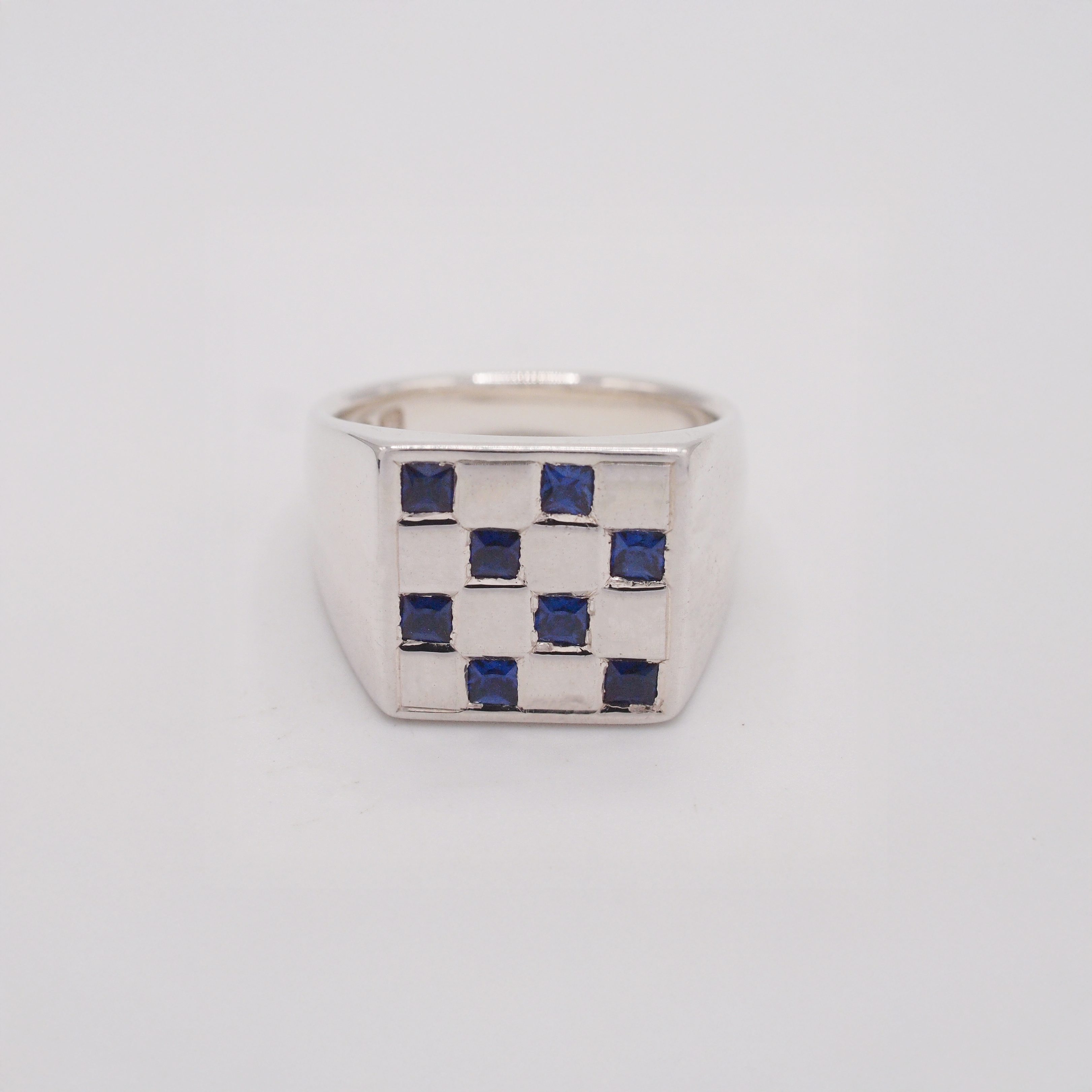 Large Sapphire Chess Ring