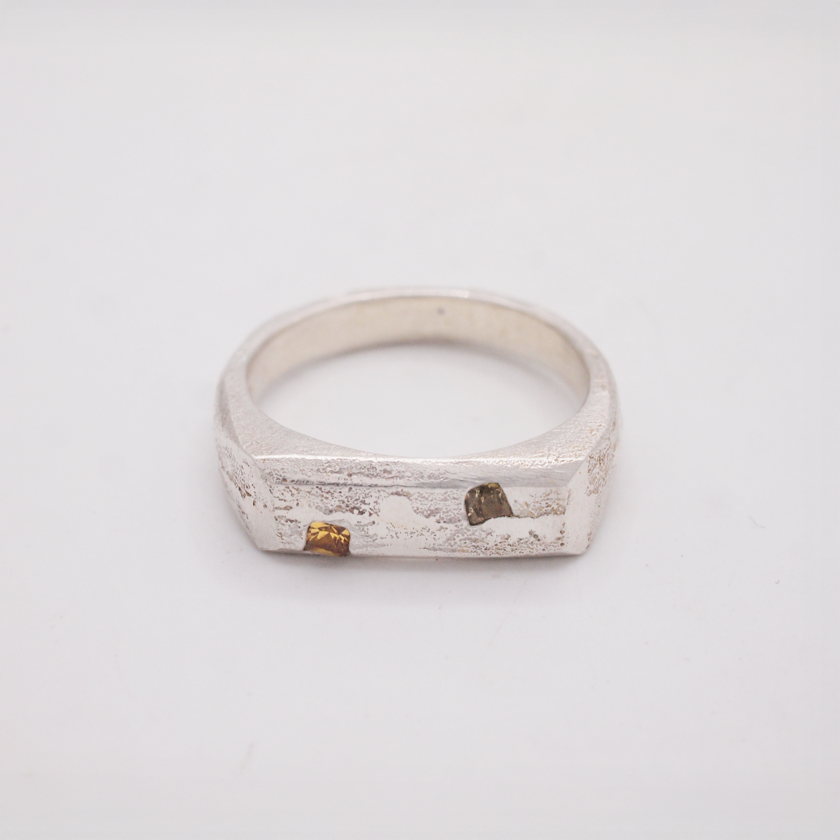 Yellow & Green Sapphire Rectangular Signet