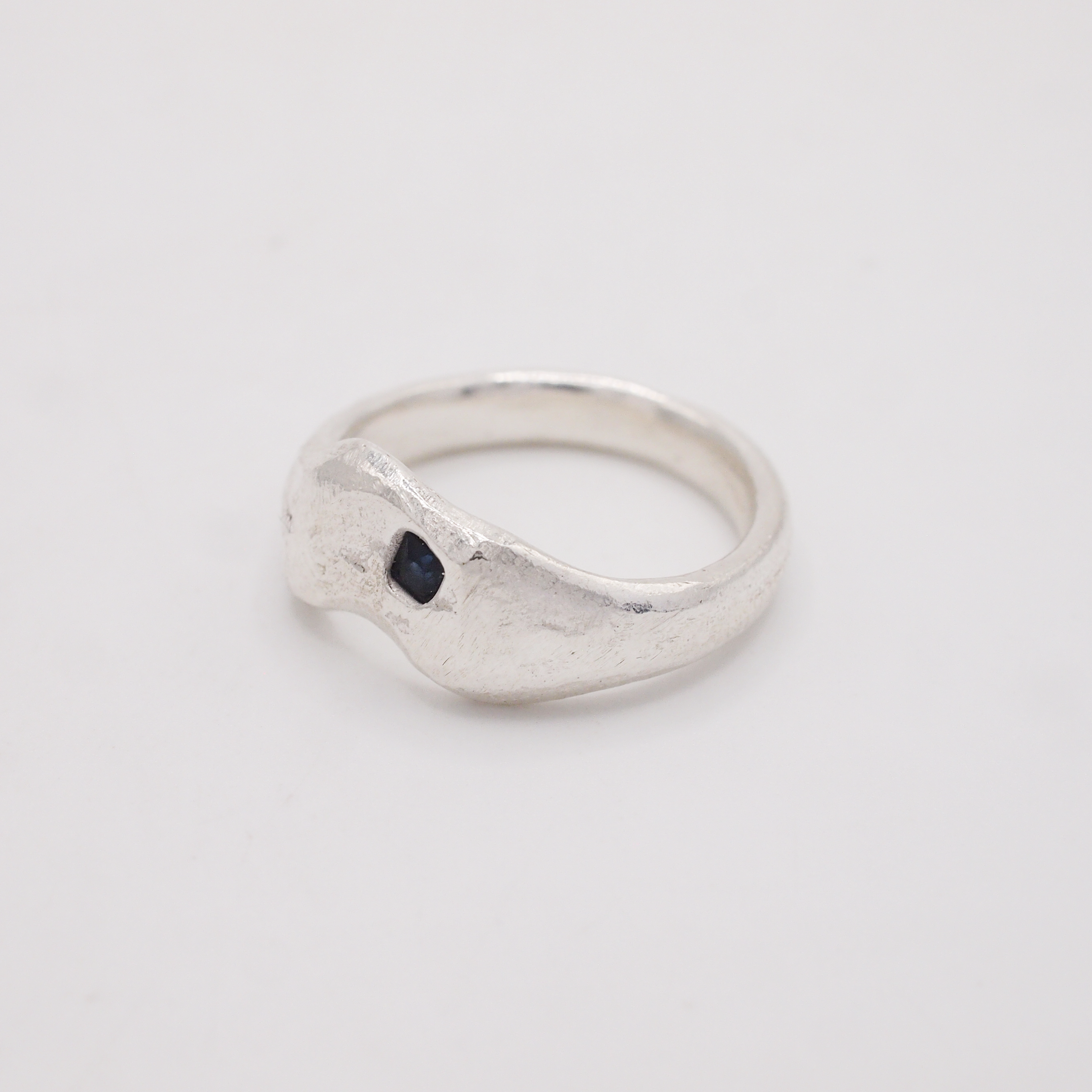 Blue Sapphire Wishbone Signet-2
