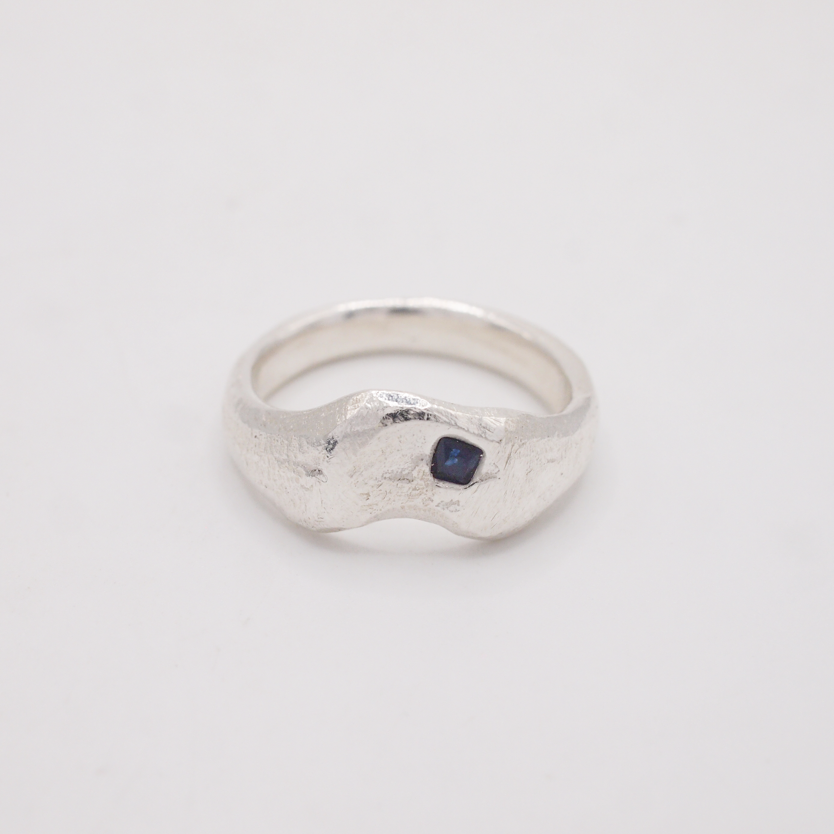 Blue Sapphire Wishbone Signet-1
