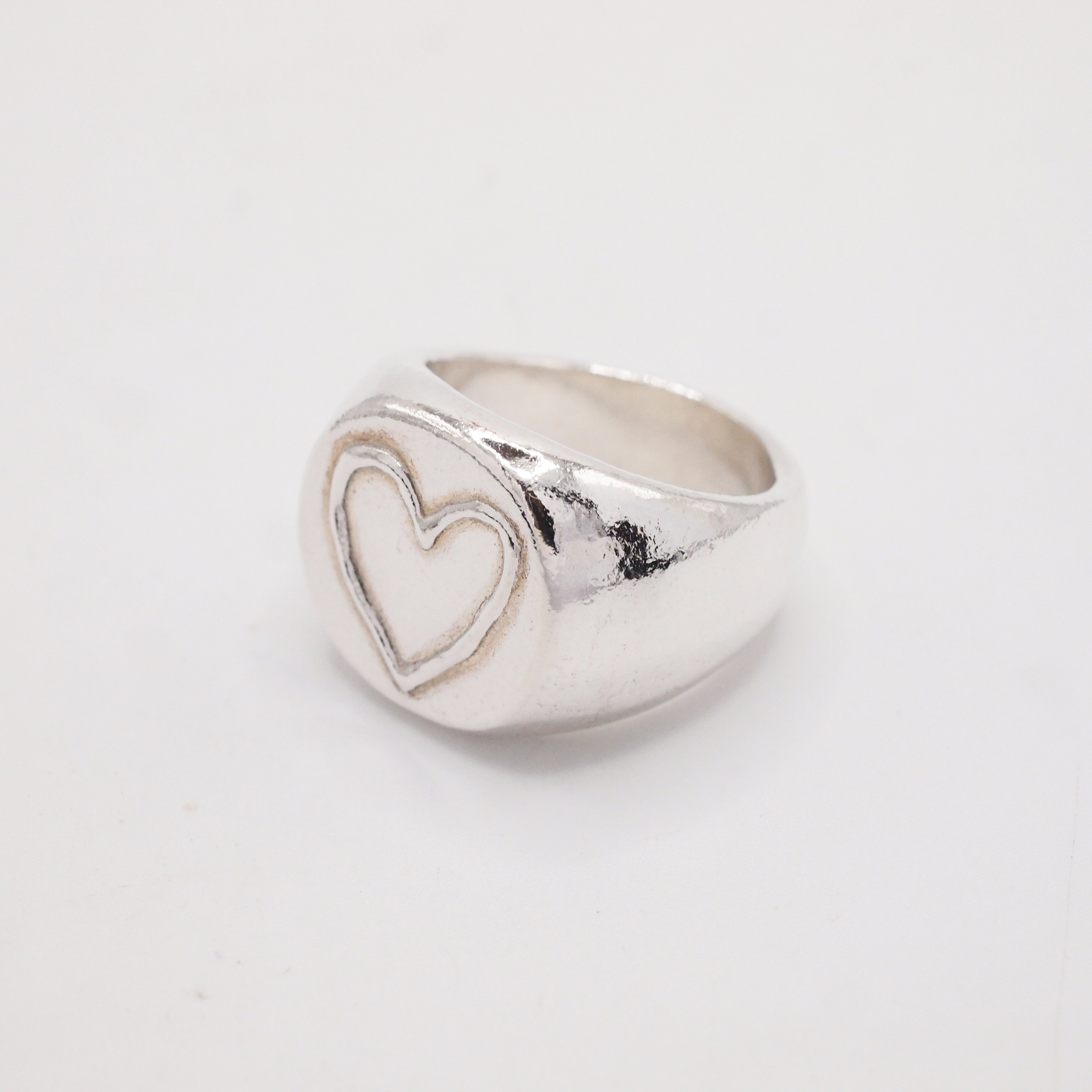 Silver Heart Signet Ring-2