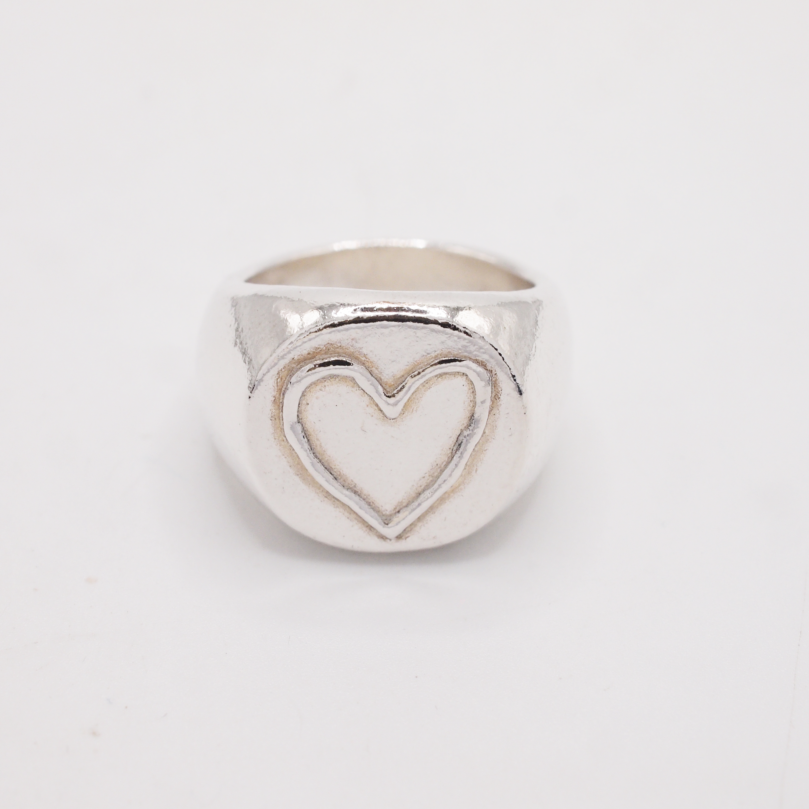 Silver Heart Signet Ring-1