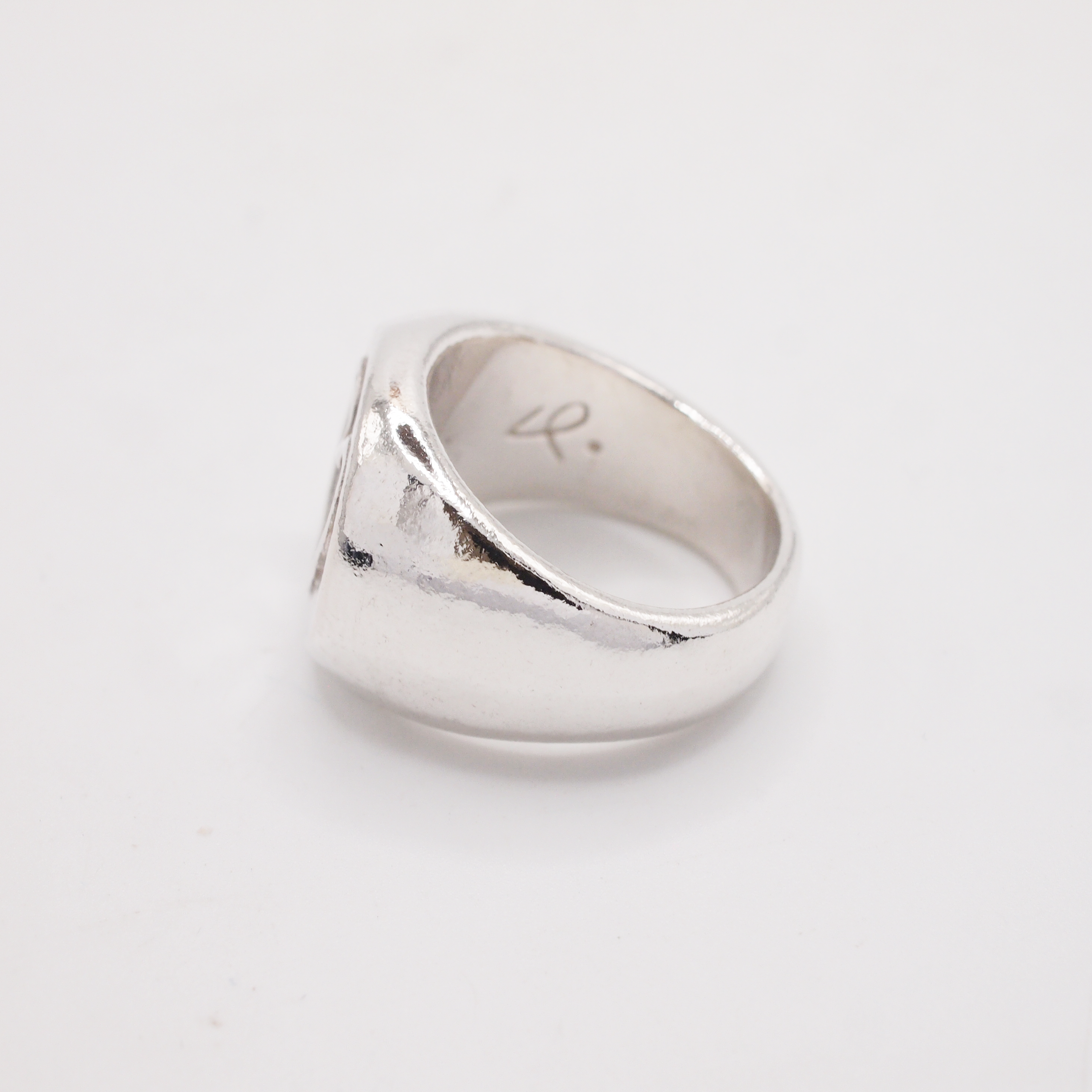 Silver Heart Signet Ring-3