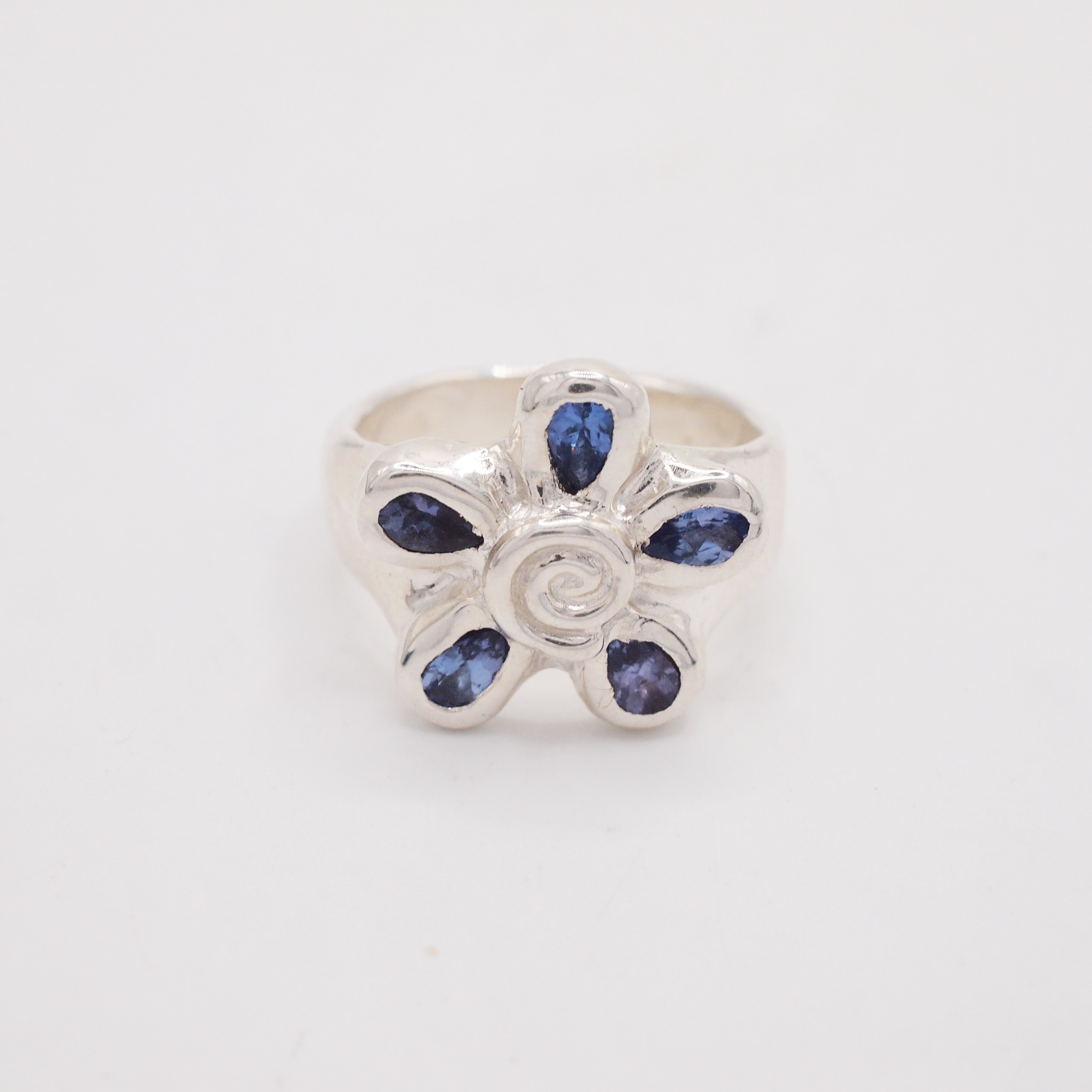 Tanzanite Spiral Flower Ring