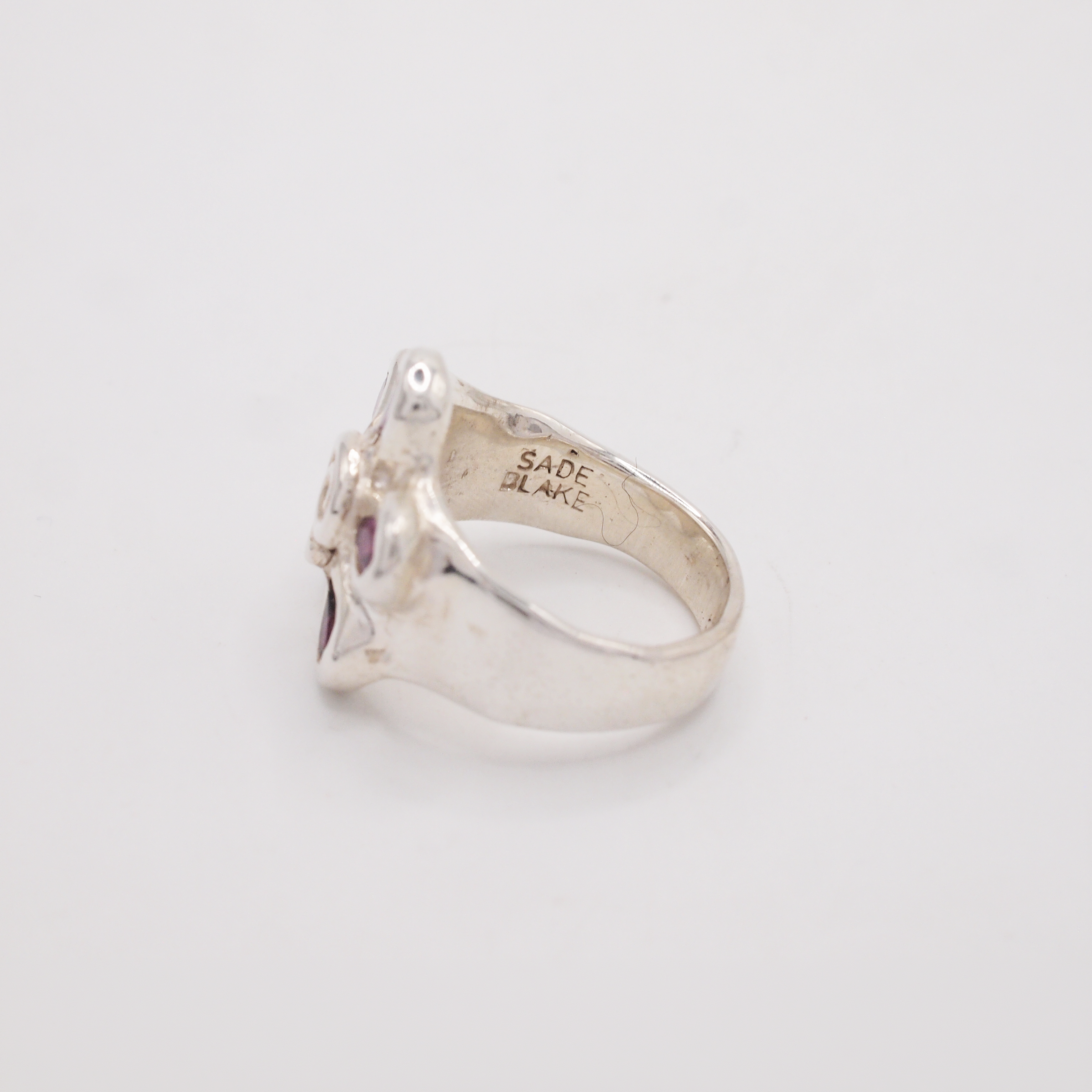 Grape Garnet Spiral Flower Ring-3