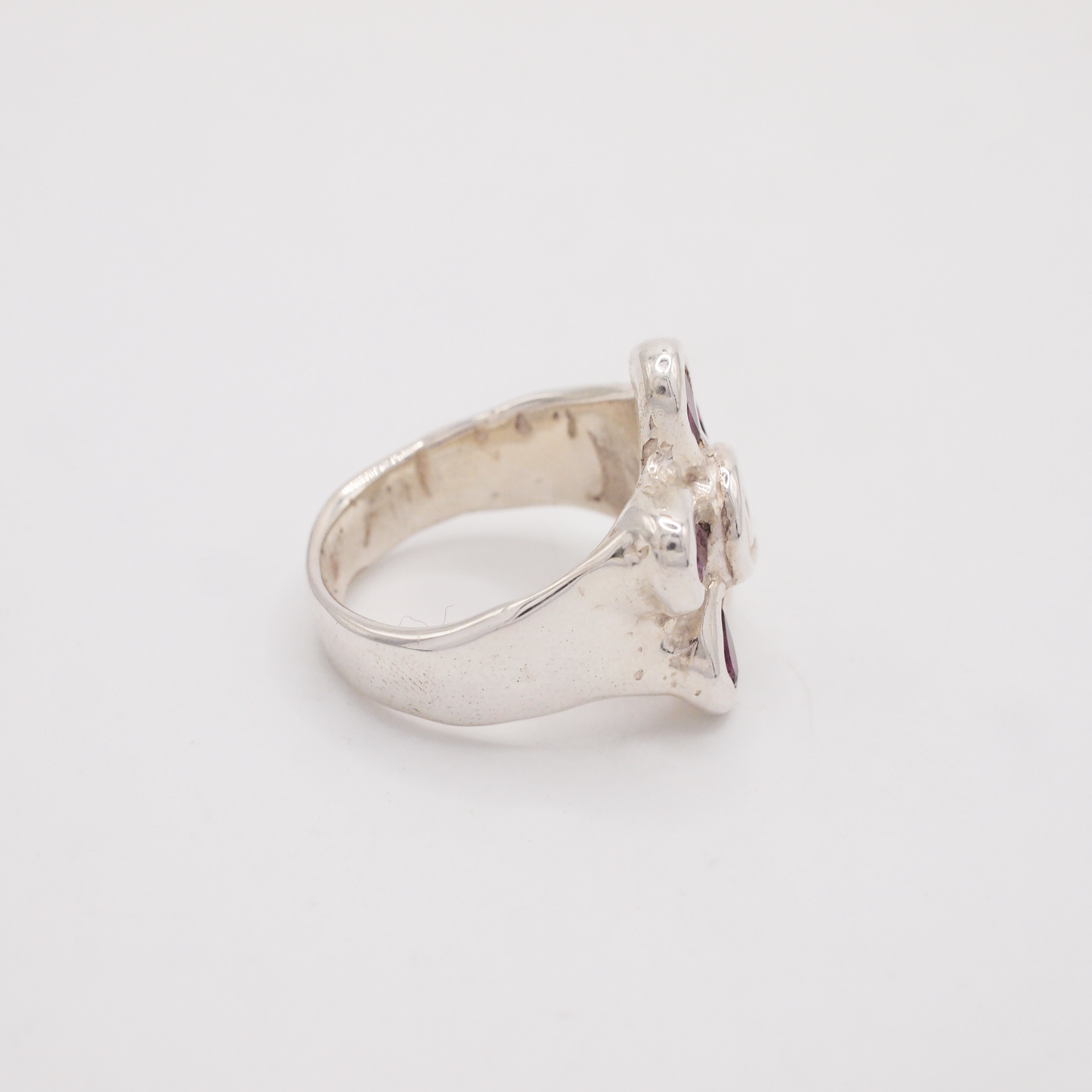Grape Garnet Spiral Flower Ring-5
