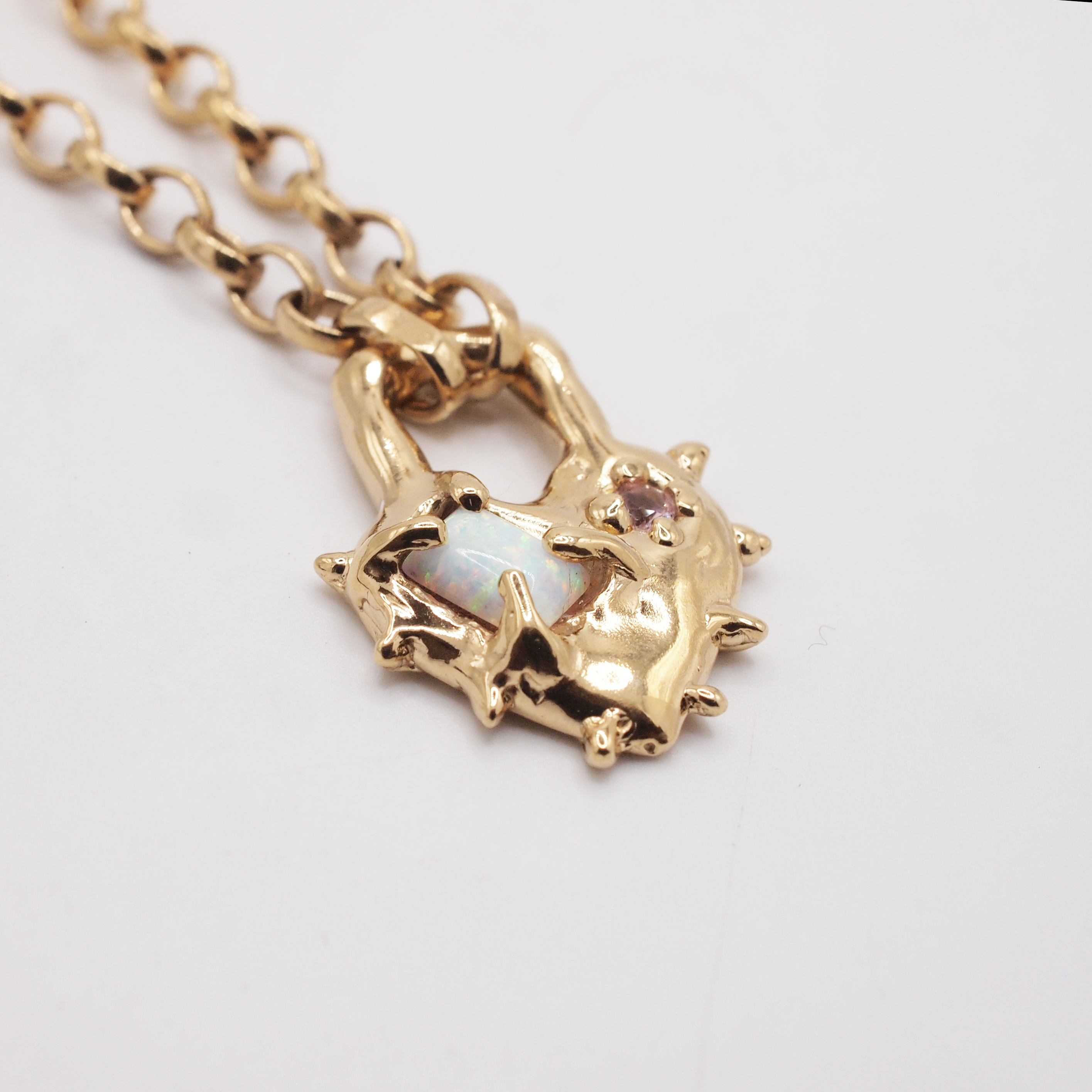 Gold Opal Heart Necklace-1