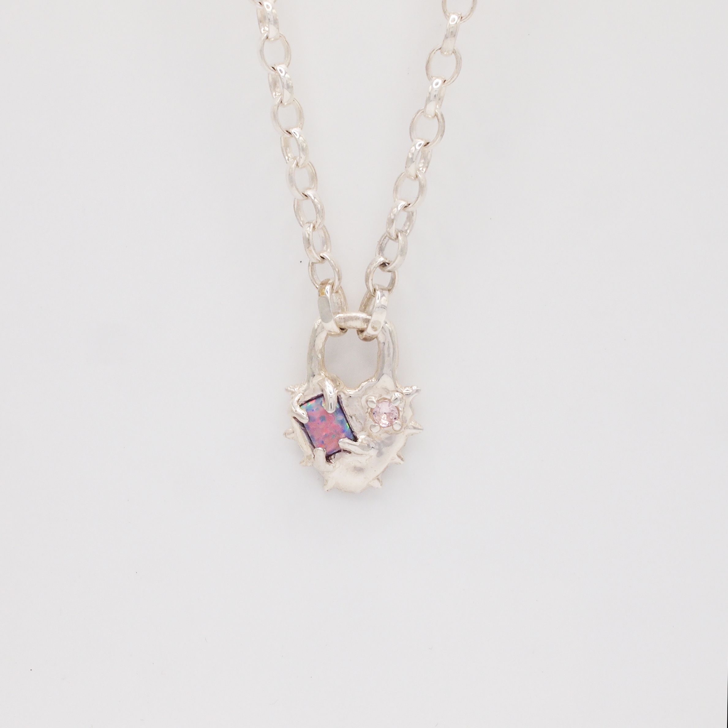 Pink Opal Heart Necklace-2