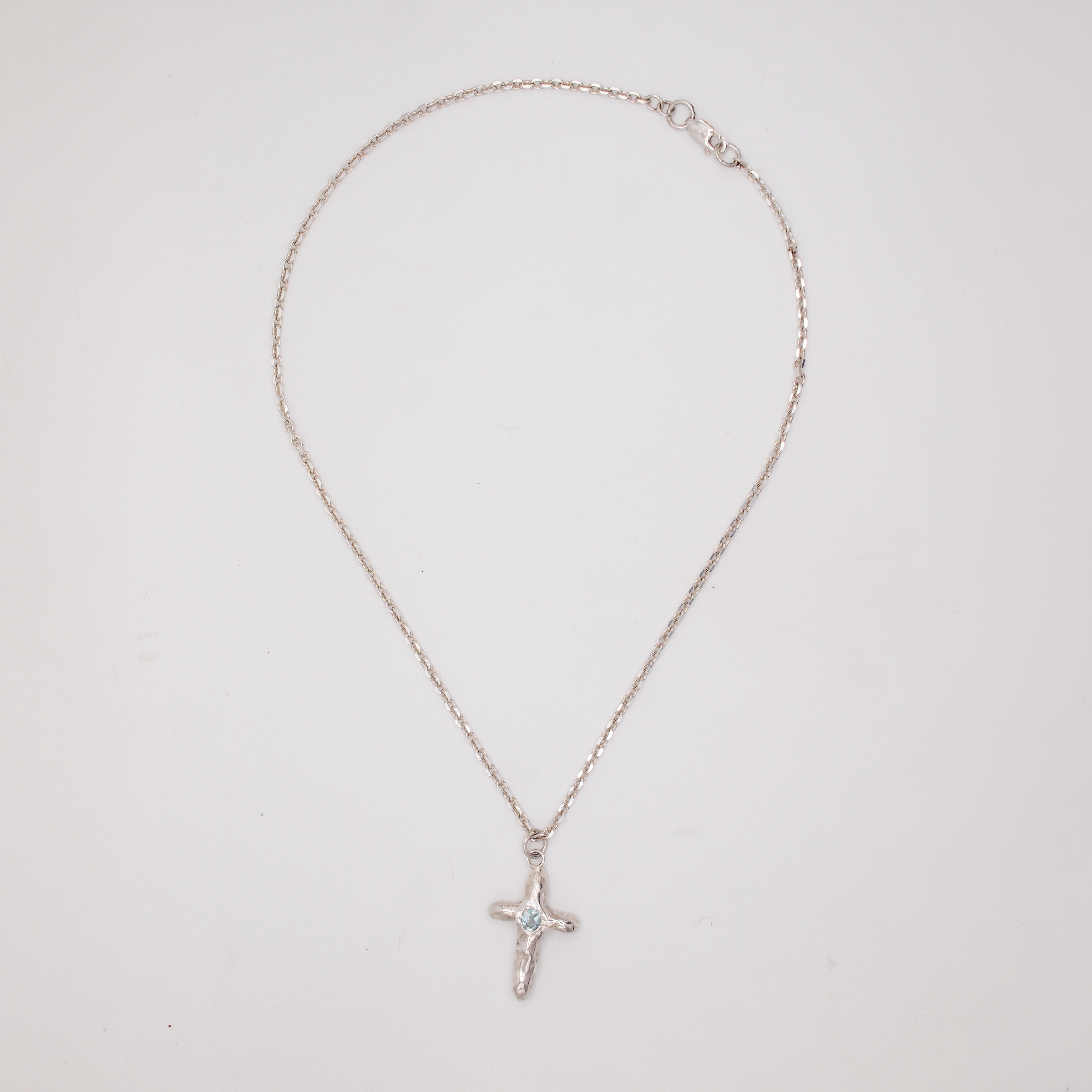 Sky Blue Cross Necklace-2