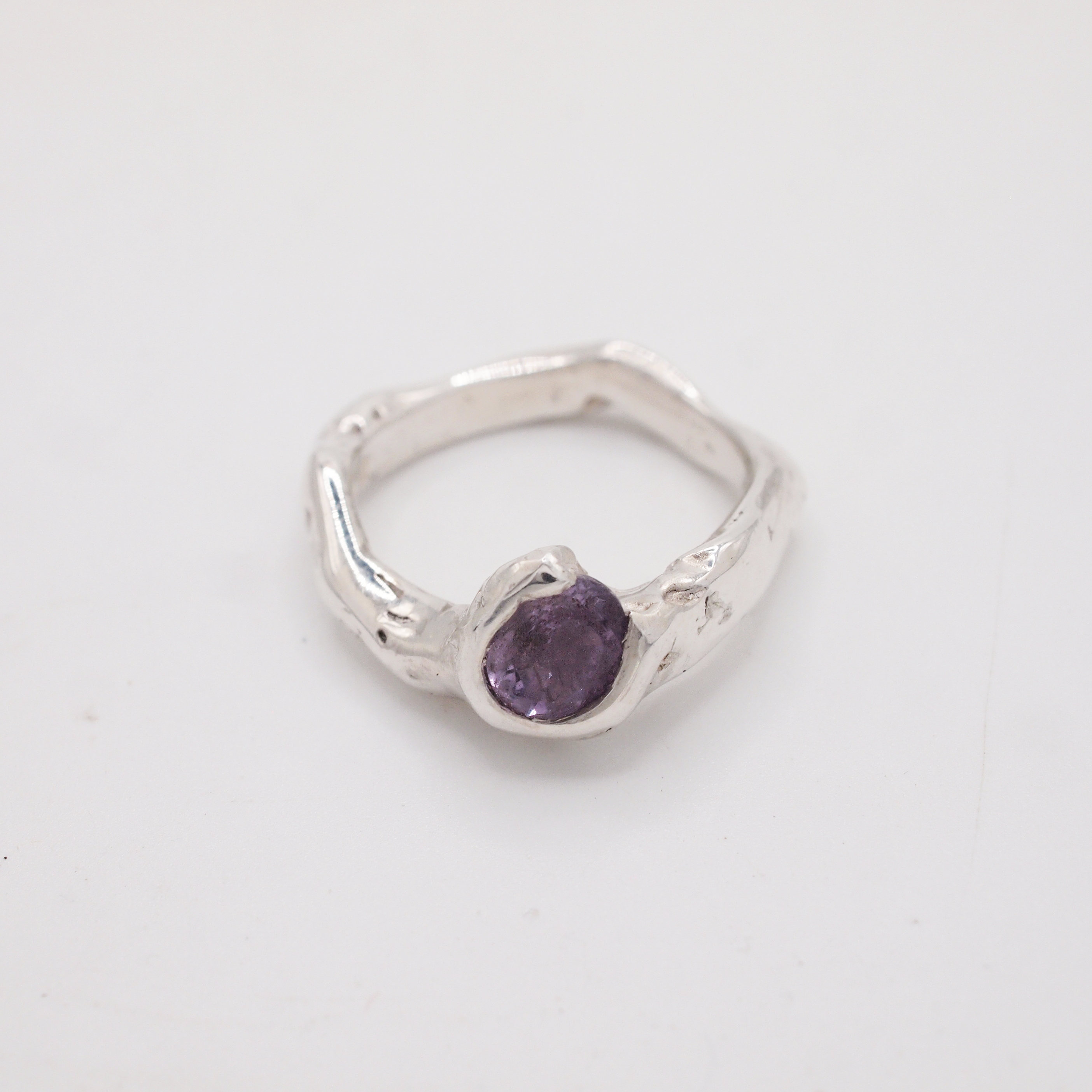 Open Bezel Amethyst Ring