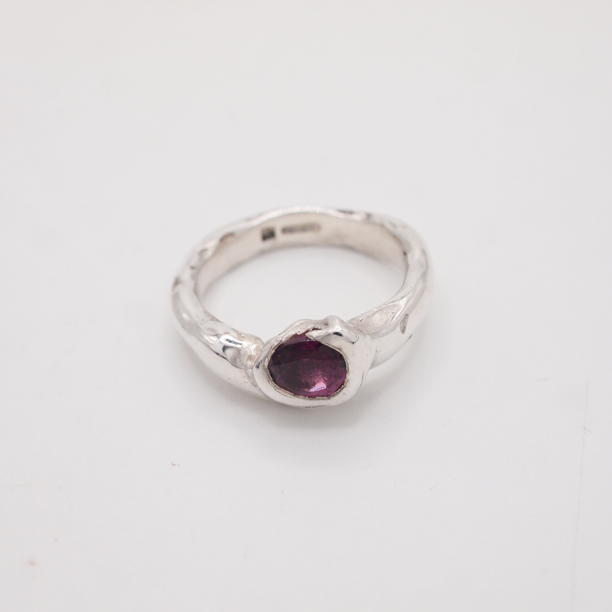 Open Bezel Garnet Ring