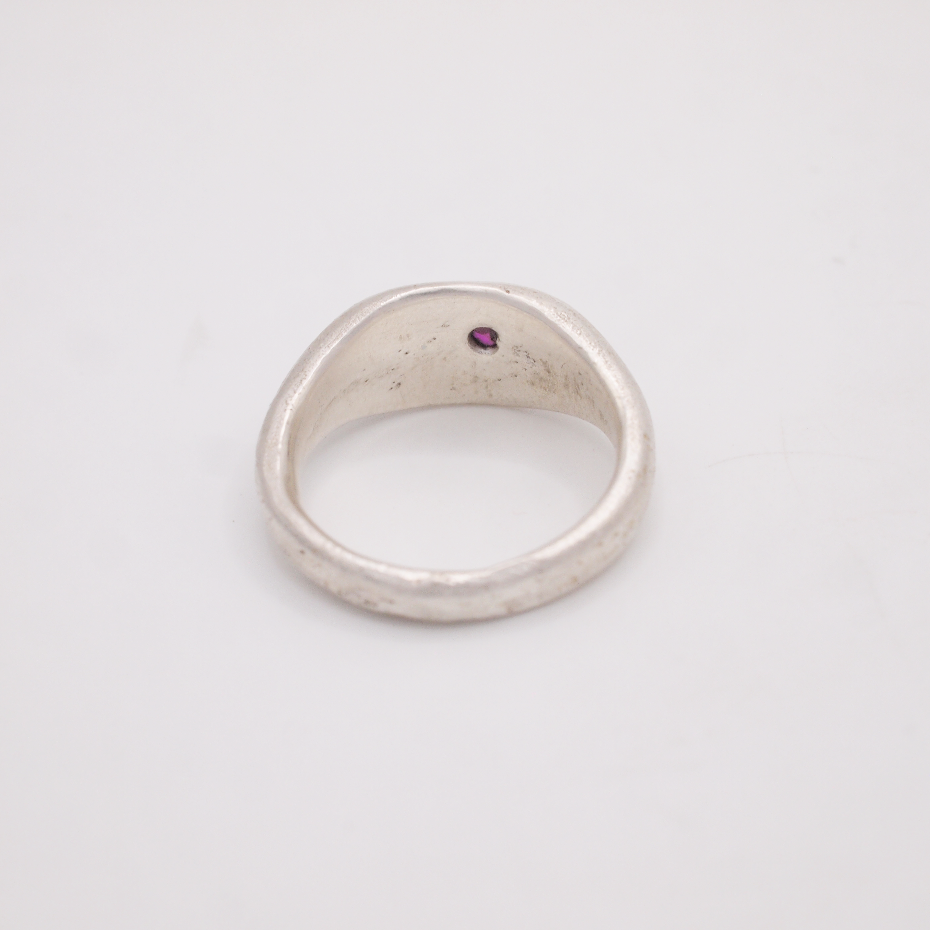 Clear & Red Sapphire Oval Signet-3