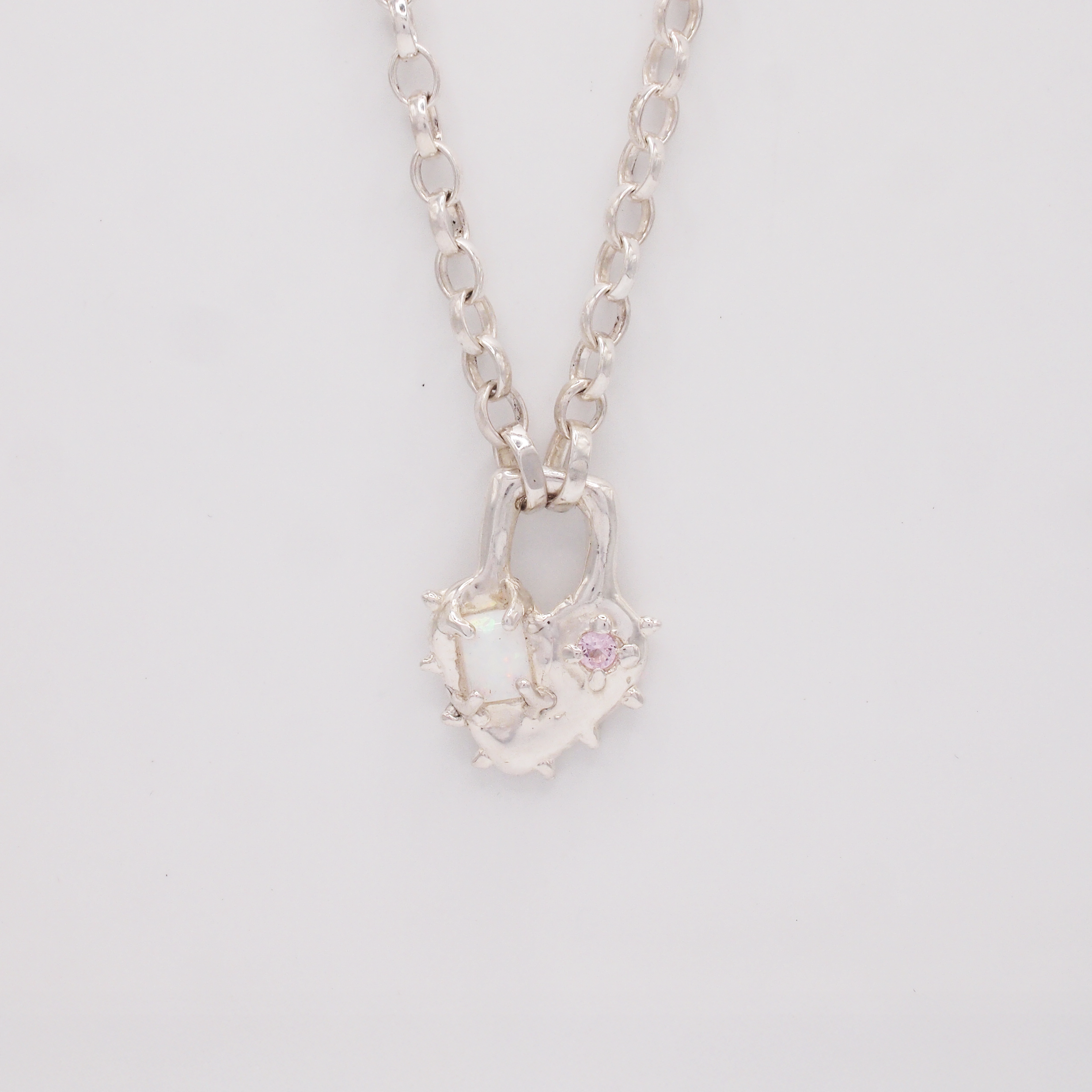 White Opal Heart Necklace